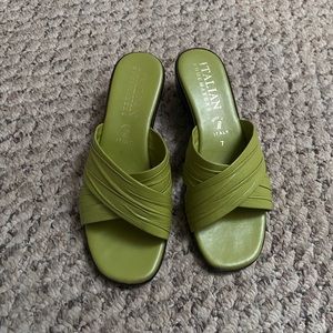 Green wedge sandal with small heel(barly worn)